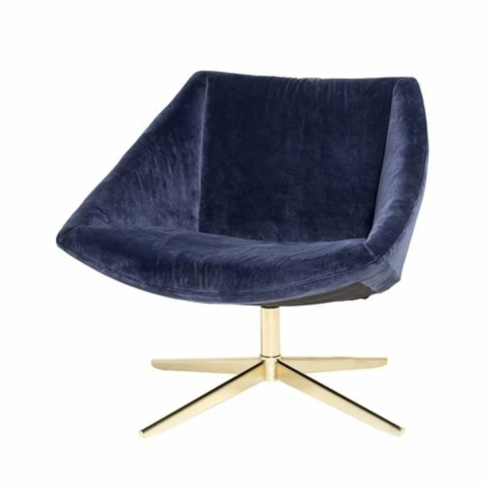 Bloomingville Elegant Fauteuil Blauw Velours 4 Bloomingville Elegant Fauteuil Blauw Velours - Afbeelding 2
