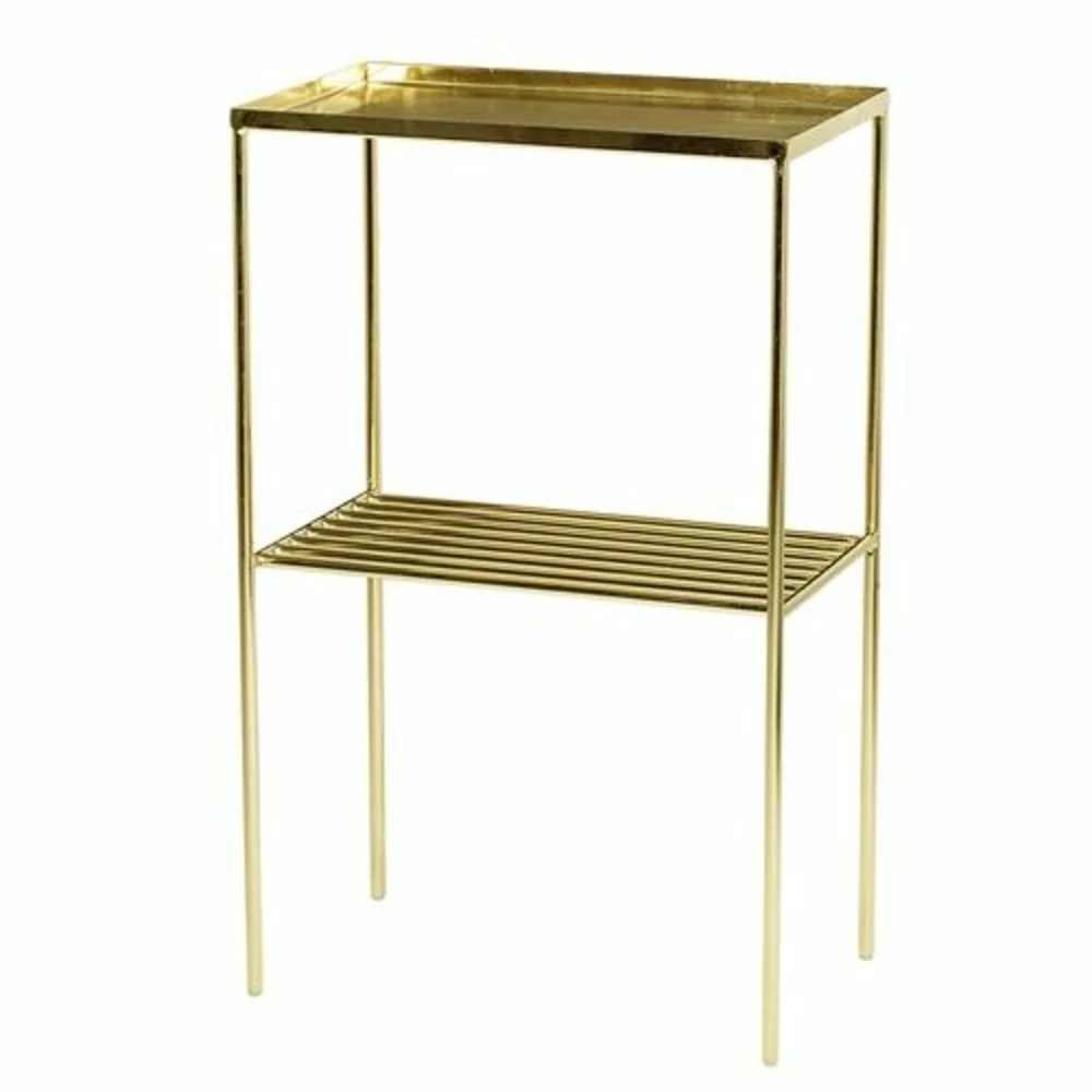 Bloomingville Grid Bijzettafel Metaal Goud Look 4 Bloomingville Grid Bijzettafel Metaal Goud Look - Afbeelding 2