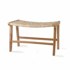 HKliving Abaca/teak Hout Lounge Poef -Fauteuils promo hkliving abaca teak hout lounge poef 2