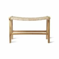 HKliving Abaca/teak Hout Lounge Poef