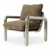 HKliving Chrome Lounge Armstoel Canvas Bruin - MZM5272
