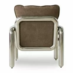 HKliving Chrome Lounge Armstoel Canvas Bruin - MZM5272 -Fauteuils promo hkliving chrome lounge armstoel canvas bruin mzm52 2