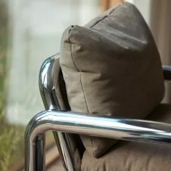 HKliving Chrome Lounge Armstoel Canvas Bruin - MZM5272 -Fauteuils promo hkliving chrome lounge armstoel canvas bruin mzm52 7