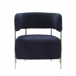 Fauteuils promo -Fauteuils promo hubsch lounge stoel polyester metaal blauw nickel 1