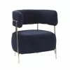 Hubsch Lounge Stoel Polyester/metaal - Blauw/nickel -Fauteuils promo hubsch lounge stoel polyester metaal blauw nickel