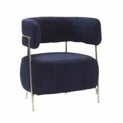 Fauteuils promo 36 Hubsch Lounge Stoel Polyester/metaal - Blauw/nickel