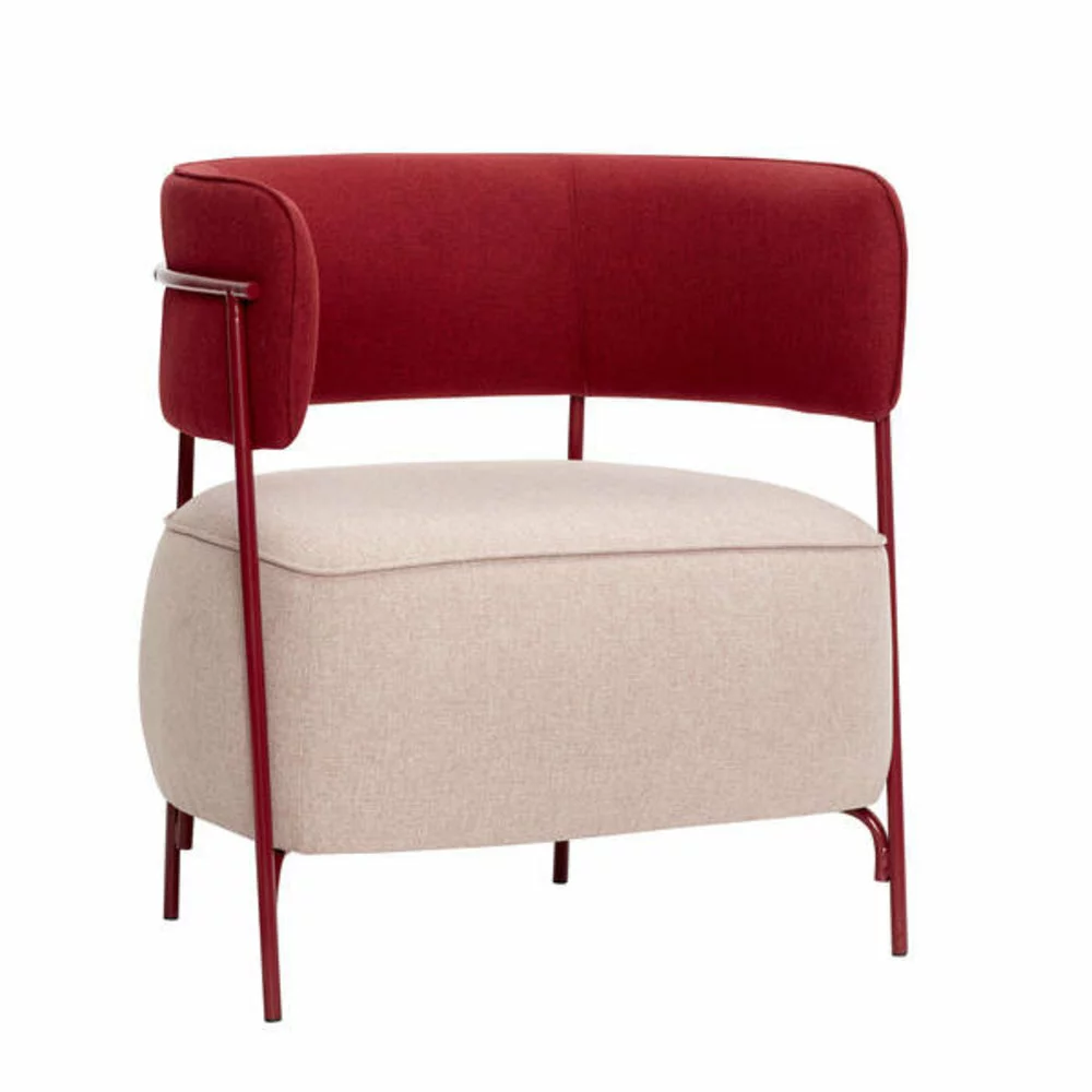 Hubsch Lounge Stoel Polyester/metaal - Roze/rood 3 Hubsch Lounge Stoel Polyester/metaal - Roze/rood