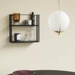 Hubsch Wandplank Metaal/hout - Zwart -Fauteuils promo hubsch wandplank metaal hout zwart 2