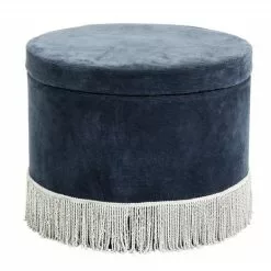 Nordal Corduroy Poef Met Deksel - Navy/lichtblauw -Fauteuils promo nordal corduroy poef met deksel navy lichtblauw 1